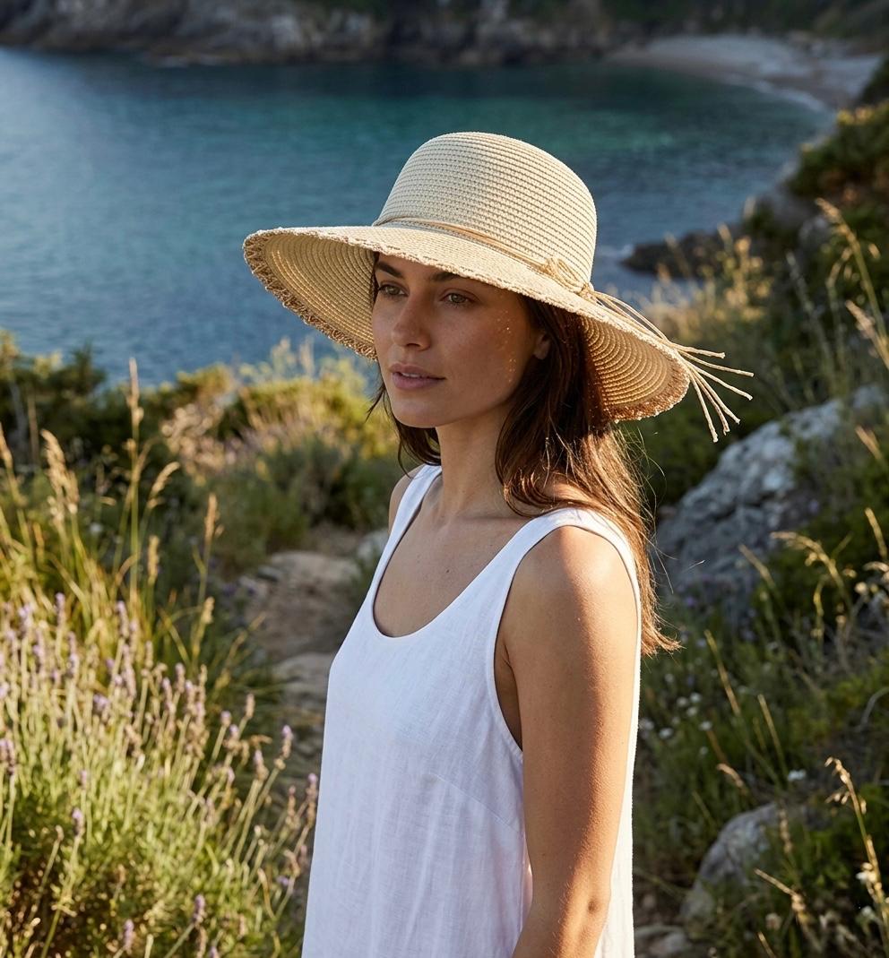 Women's Wide Brim Straw Floppy Sun Hat, Elegant Style, Summer Beach & Vacation
