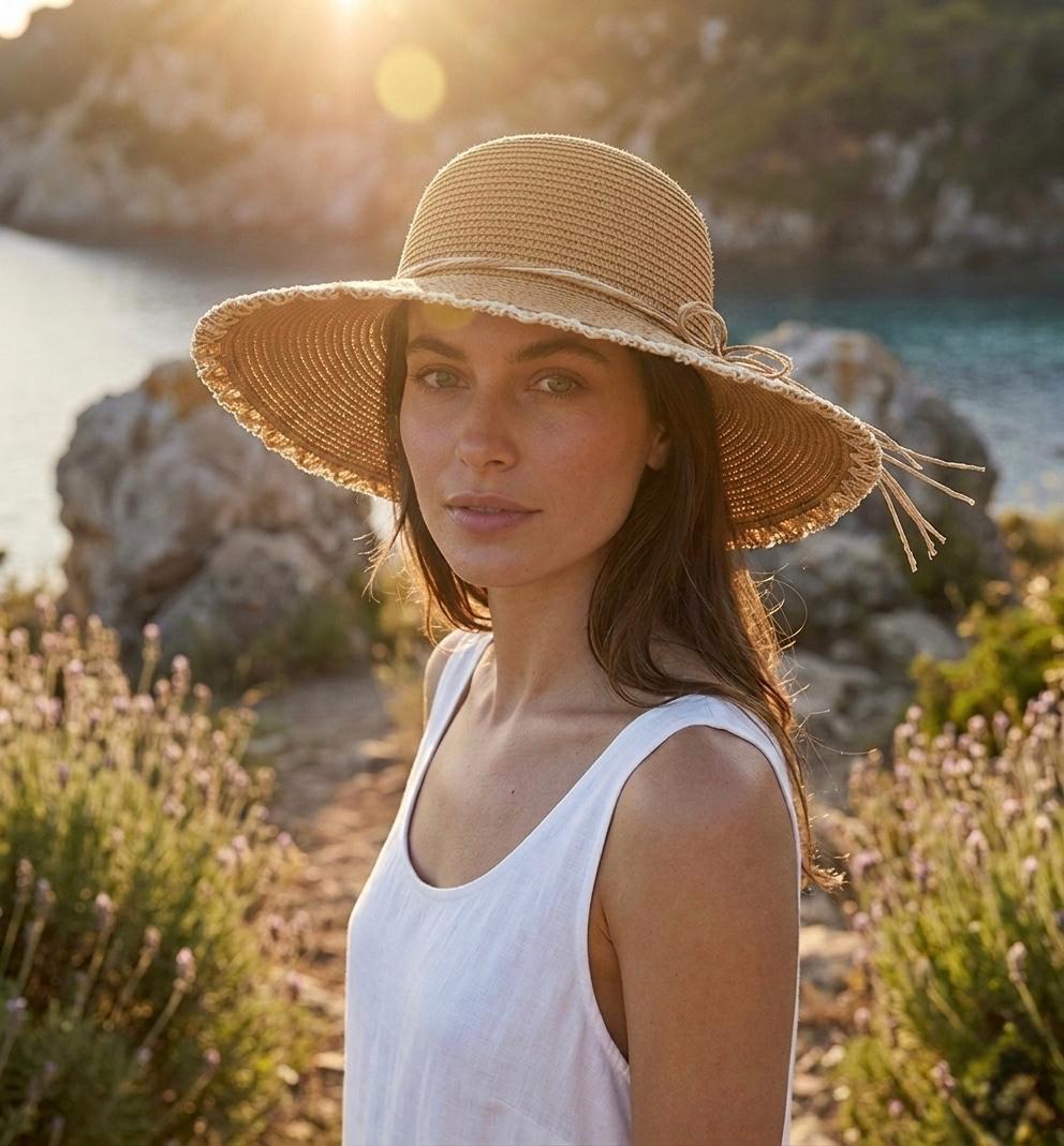 Women's Wide Brim Straw Floppy Sun Hat, Elegant Style, Summer Beach & Vacation