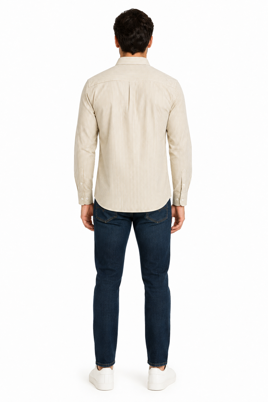 Men’s Premium Linen Pinstripe Formal Shirt – Beige