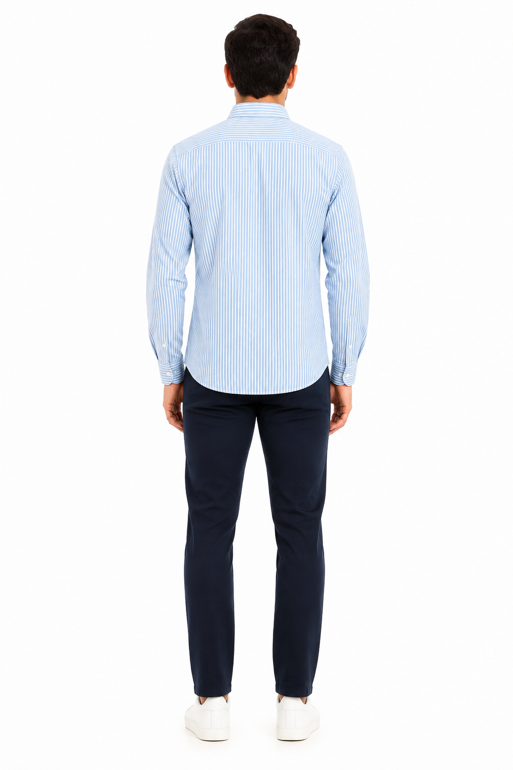 Men’s Premium Linen Pinstripe Formal Shirt – Sky Blue