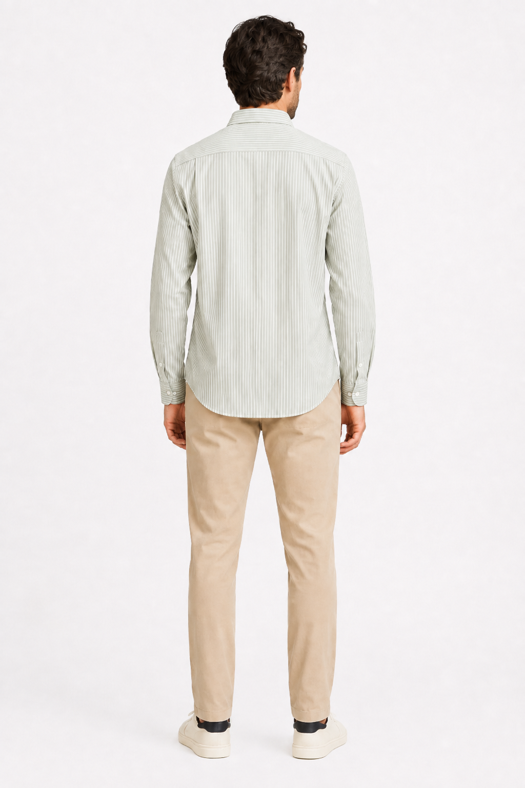 Men’s Premium Linen Pinstripe Formal Shirt – Green
