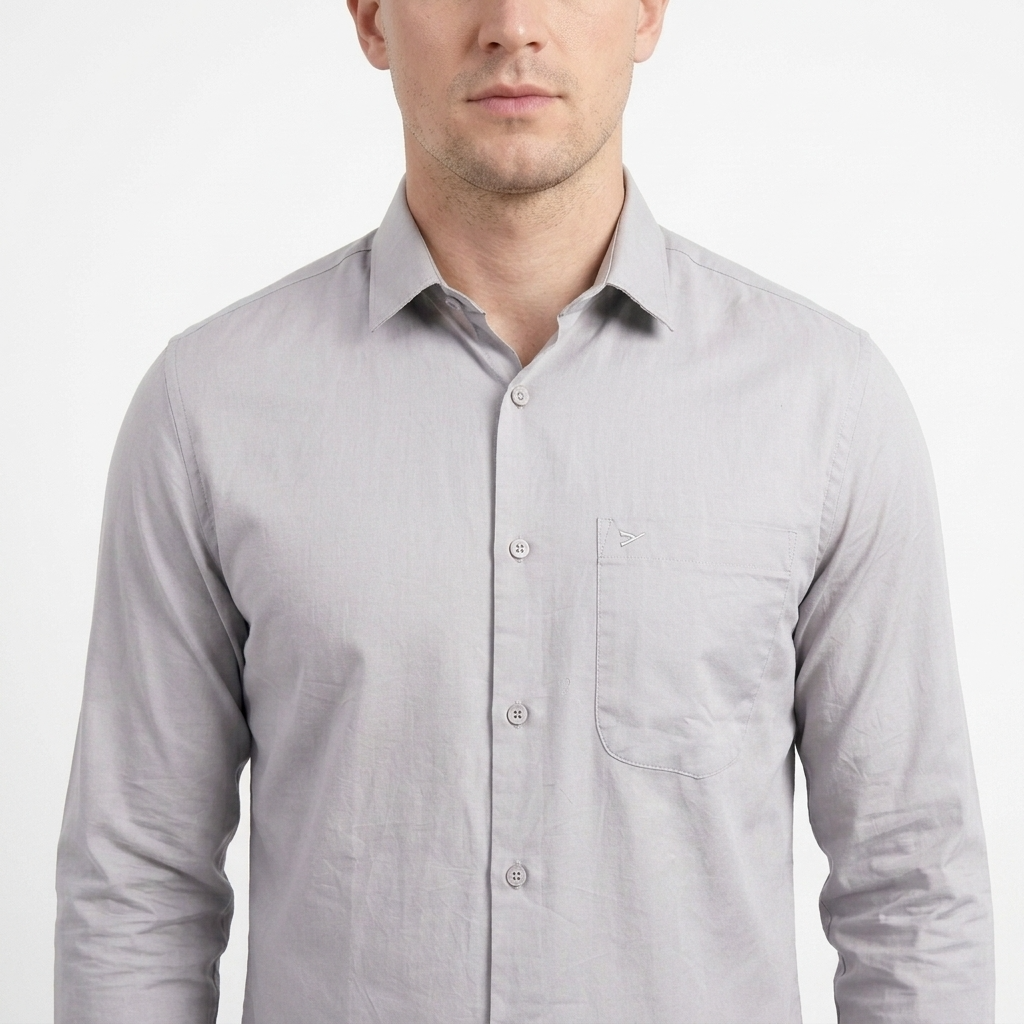 Men's classic long sleeve plain soft cotton dress formal shirt GREY