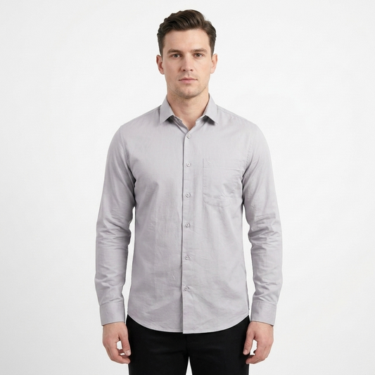Men's Classic Long Sleeve Cotton Formal Shirt - Grey