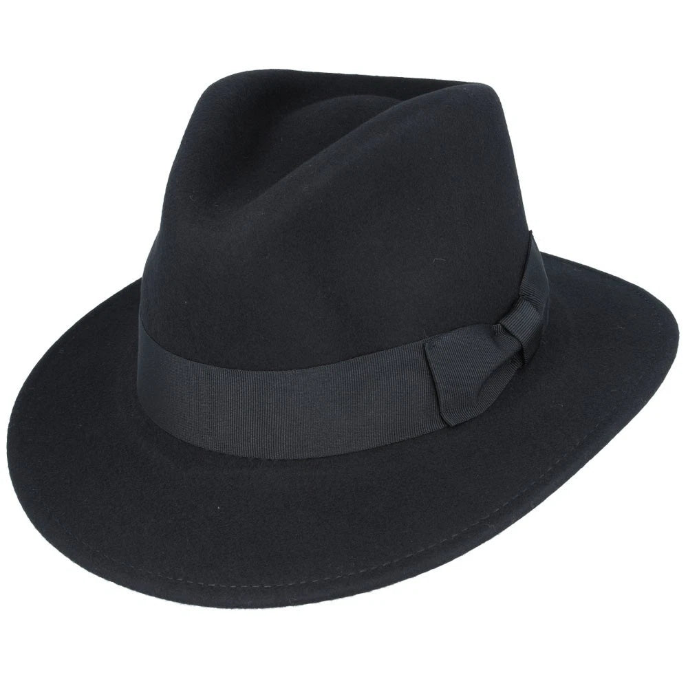 Crushable Fedora 100% Wool Wide Brim Hat
